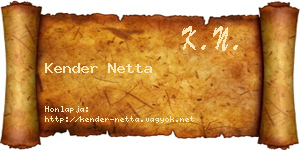 Kender Netta névjegykártya